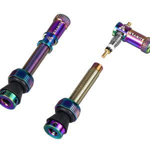 Paire de Valves  Tubeless Granite (44mm) bouchons valve CNC demonte obus Juicy Nipples, oil slick