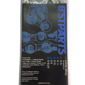 Chaine BST-PARTS 6/7/8 vitesses Sram/Shimano (116 maillons + quick link) argent