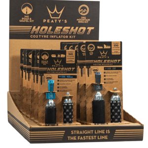 Pompes/Gonfleurs CO2 Peaty’s Holeshot COMPTOIR – 6x16g/6x25g, coloris variés