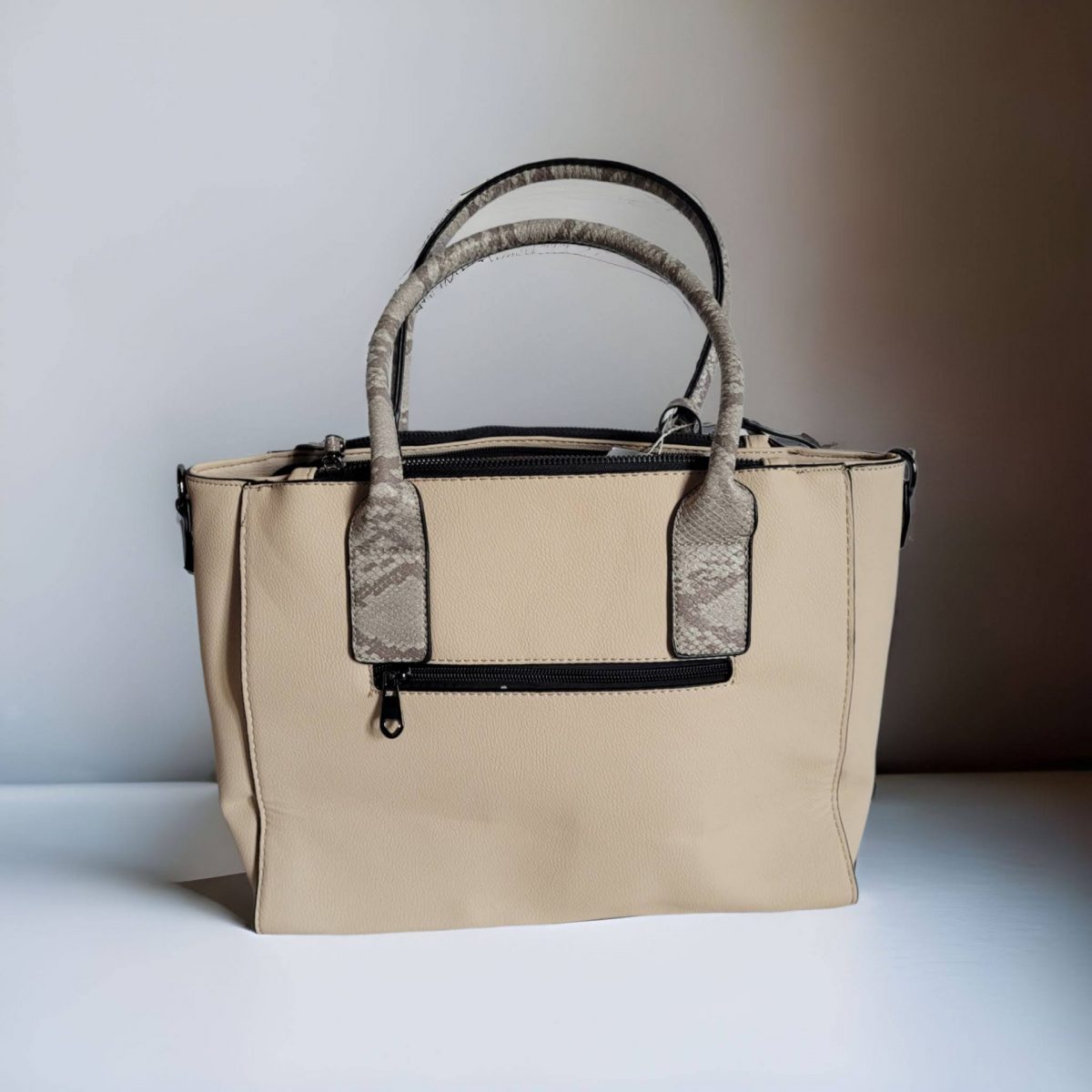 Grand sac à main beige. – Image 4