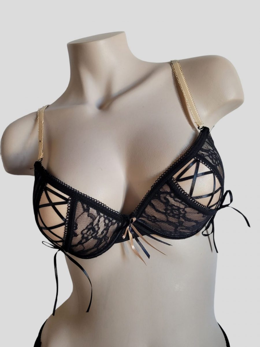 Soutien-gorge push up avec nœud Beige. – Image 2