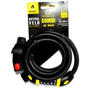 Antivol spiral à code Auvray Combi D12 150 cm